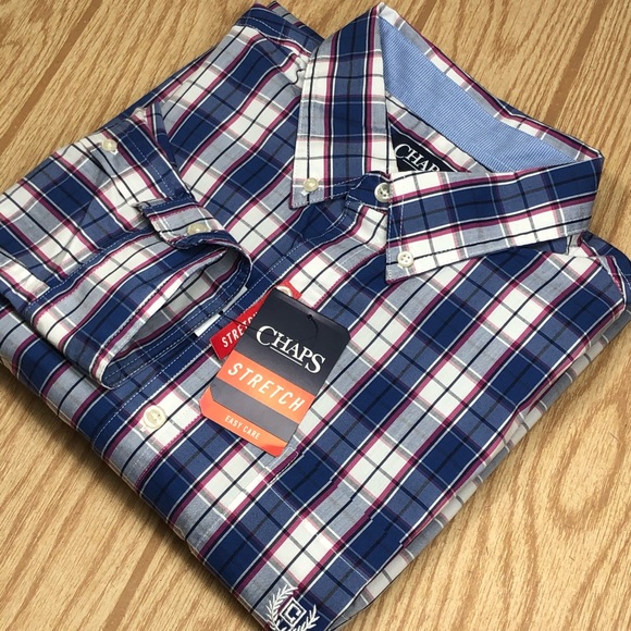 Chaps Other - Men’s NWT Chaps Long Sleeve Plaid Stretch Shirt L